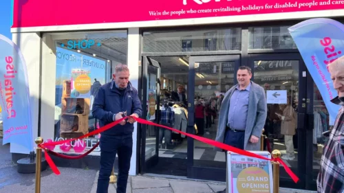 Alan Knight opens Revitalise biggest charity shop