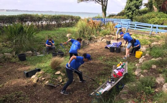 Revitalise corporate community volunteers working in centre garden