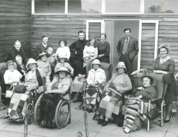 Historic black and white photo of the Winged Fellowship Trust's original guests