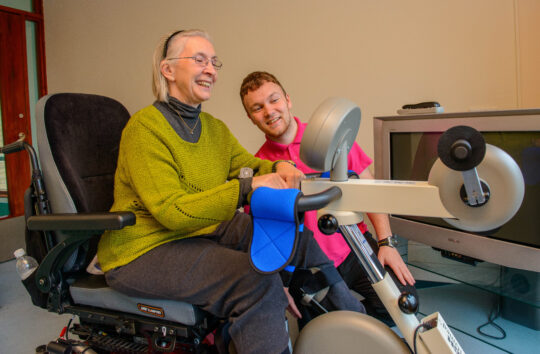 Revitalise guest on accessible exercise machine