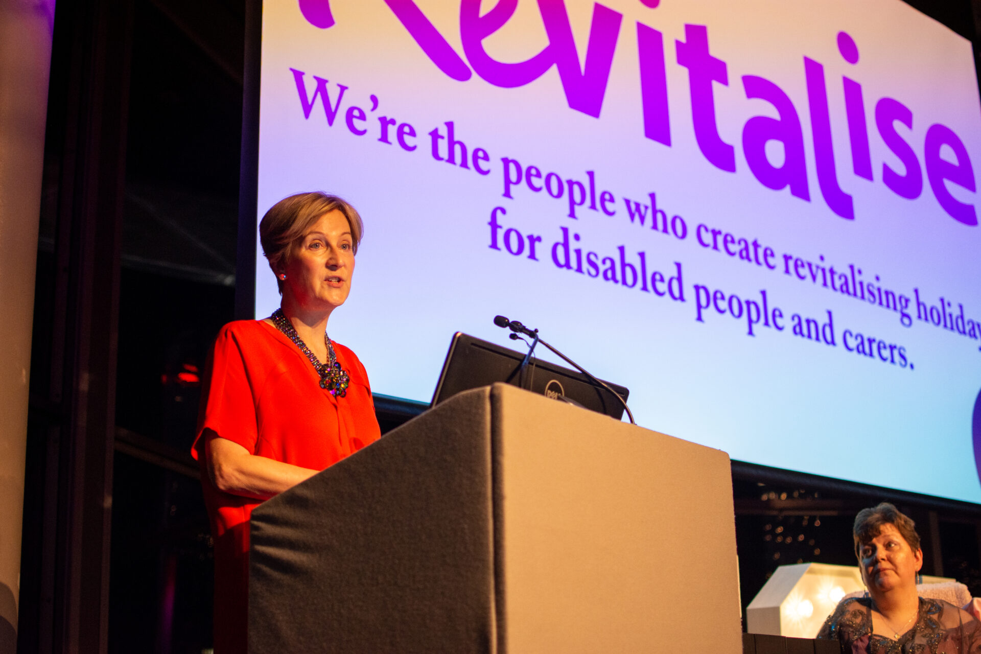 Revitalise CEO Jan Tregelles speaking at an event